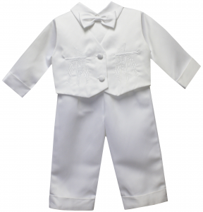 BOYS CRHISTENING W/ FINE CROSSES ON VEST